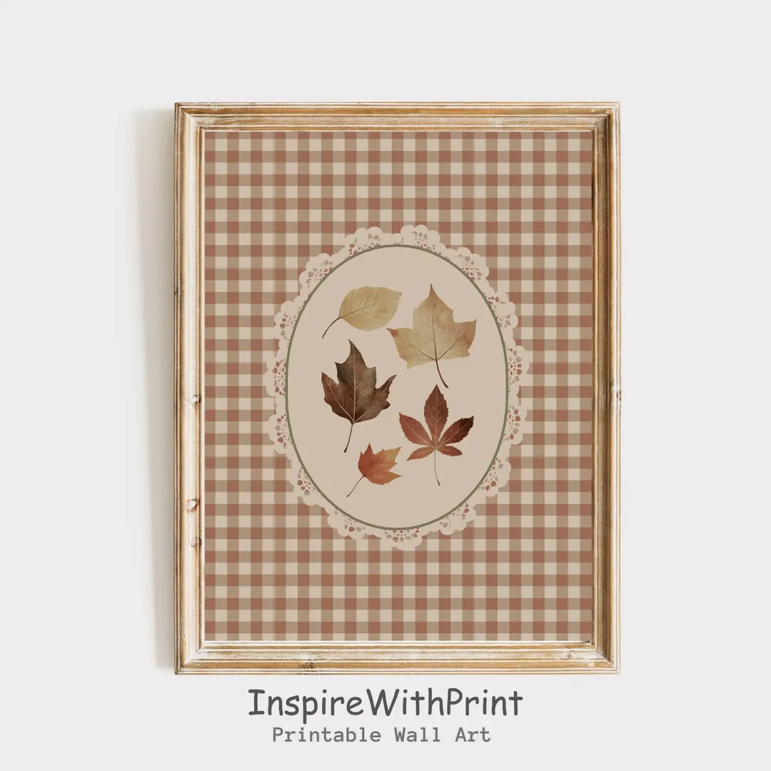 Vintage Fall Botanical Print, Autumn Cottagecore Leaves Art Printable Fall Foliage Print, Neutral... | Etsy (US)