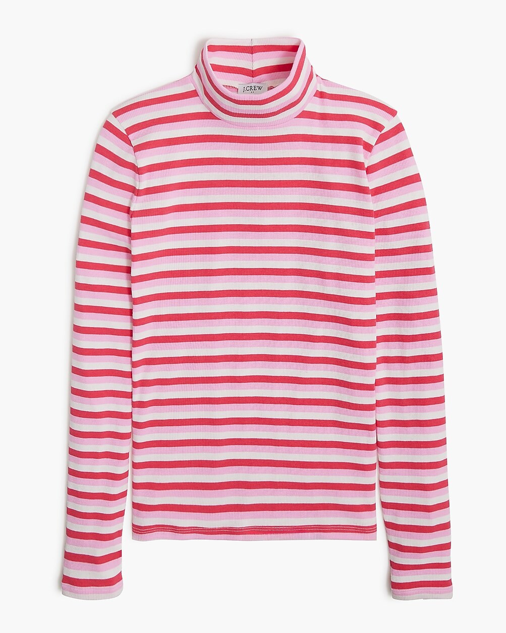 Striped ribbed-knit mockneck top | J.Crew Factory