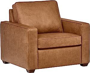 Amazon Brand – Rivet Andrews Contemporary Top-Grain Leather Chair, 40"W, Cognac | Amazon (US)