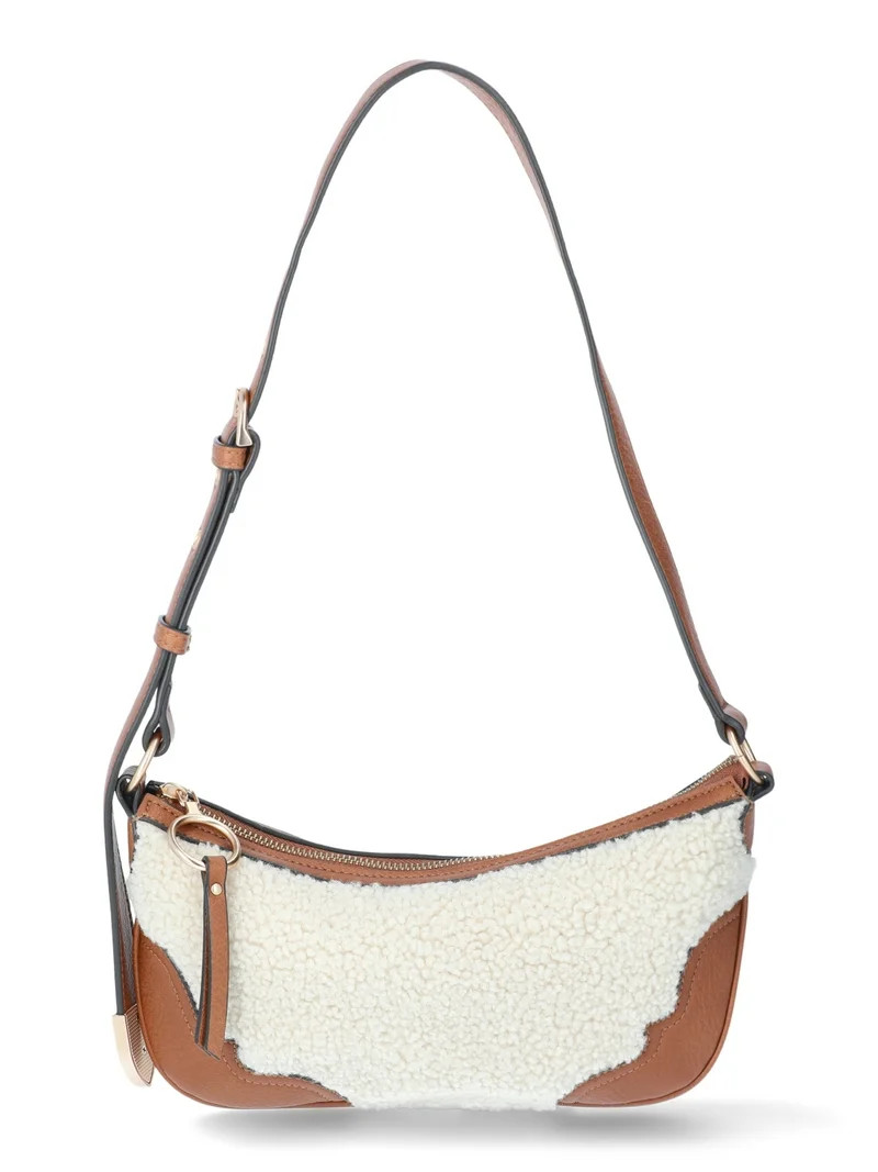 Jessica Simpson Woman's Jessie Shoulder Handbag, Cognac & Faux Shearling | Walmart (US)