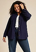 Plus Size Collegiate Textured Shacket | Maurices