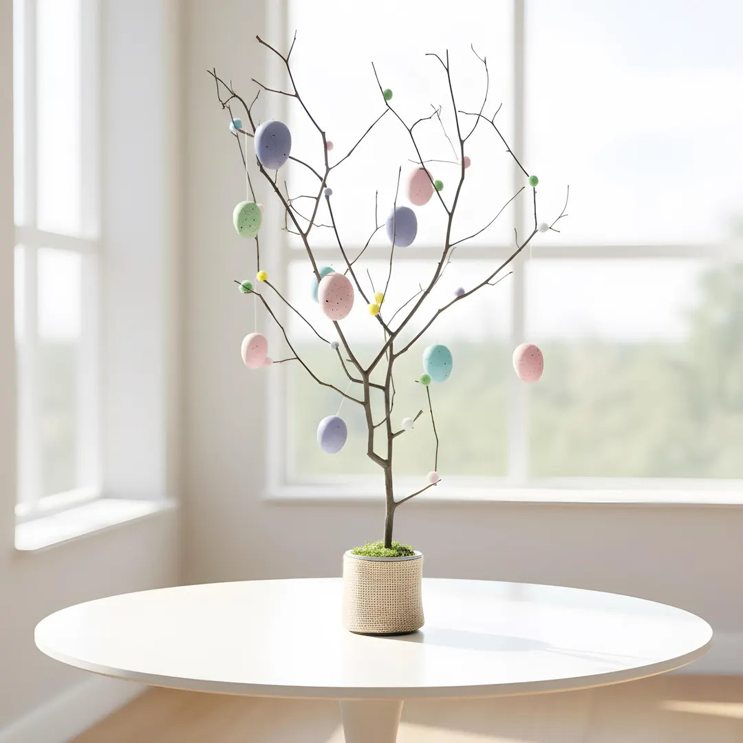 Easter Tree Centerpiece – Minimalist Spring Table Decor with Pastel Eggs and Natural Branches | Etsy (US)