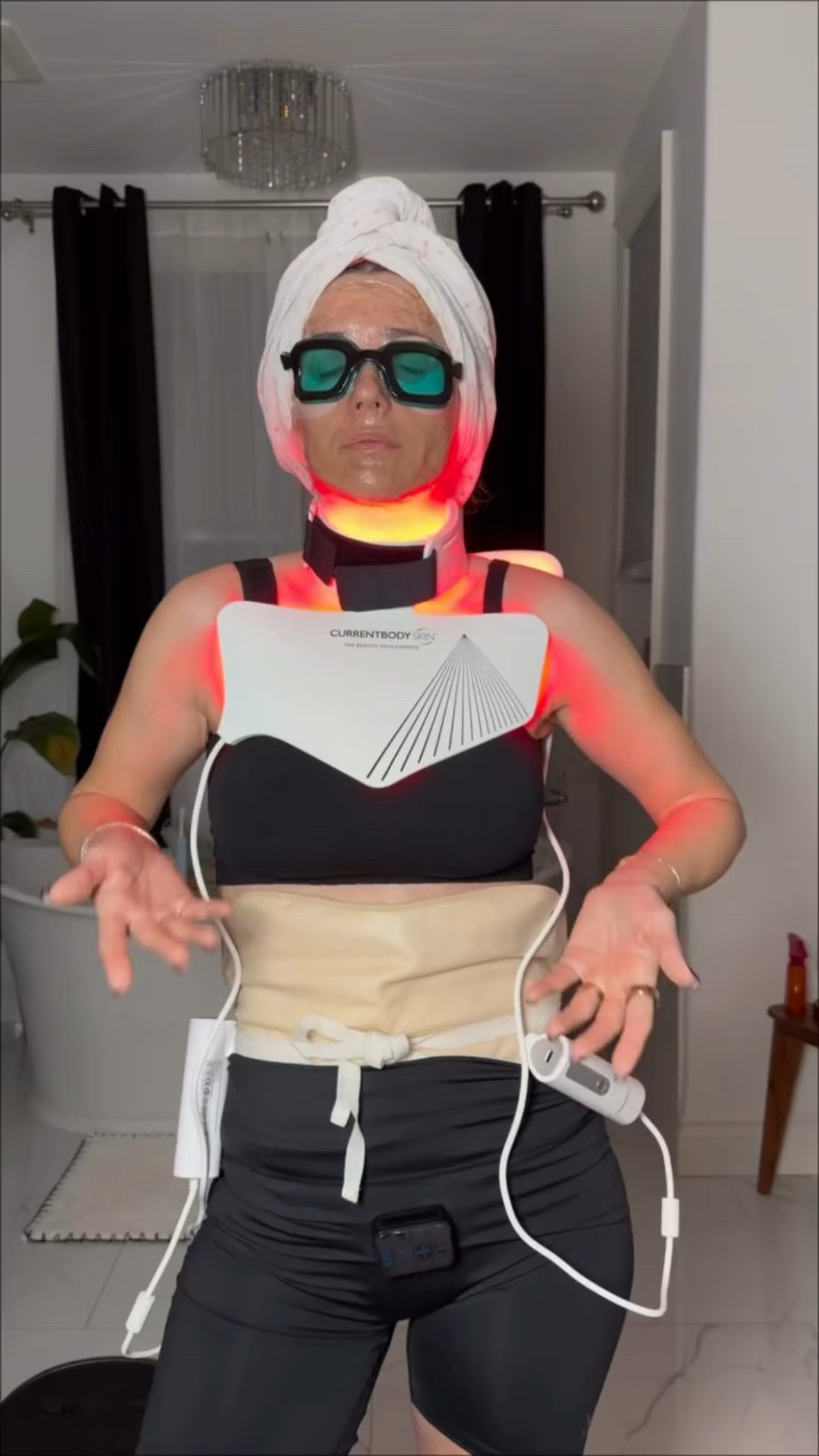 6/7 layers? Let’s go through it together. 

Layer 1- Eye mask glasses from 
Layer 2 - EMS short 
Layer 3- red light mask @currentbody 
Layer 4 - red light mask current body 
Layer 5 - castor oil pack 
Layer 6- rice paper face mask 
Layer 7 -  hair mask 

I think I cheated since my under eye masks were stuck to the rice paper. 



#LTKfitnessgoals #LTKselfcare #LTKBeauty