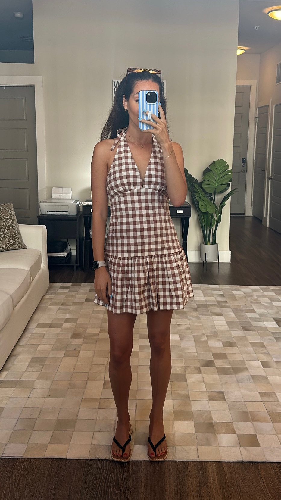 Free People dress on sale (size S for me)
Dolce Vita flip flops (TTS)
Fifth & Ninth sunglasses 😎 

Nordstrom find
Gingham
Free People
Casual dress

#LTKShoeCrush #LTKSummerEdit