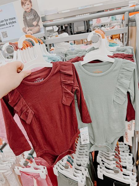 Baby girl fall onesies, target, cat & jack, burgundy, sage, red and green, ruffles, long sleeve, affordable fashion, rib, ribbed, super soft, stretchy, bodysuit, girls, target finds, less than $10 each

#LTKSeasonal #LTKbaby #LTKkids