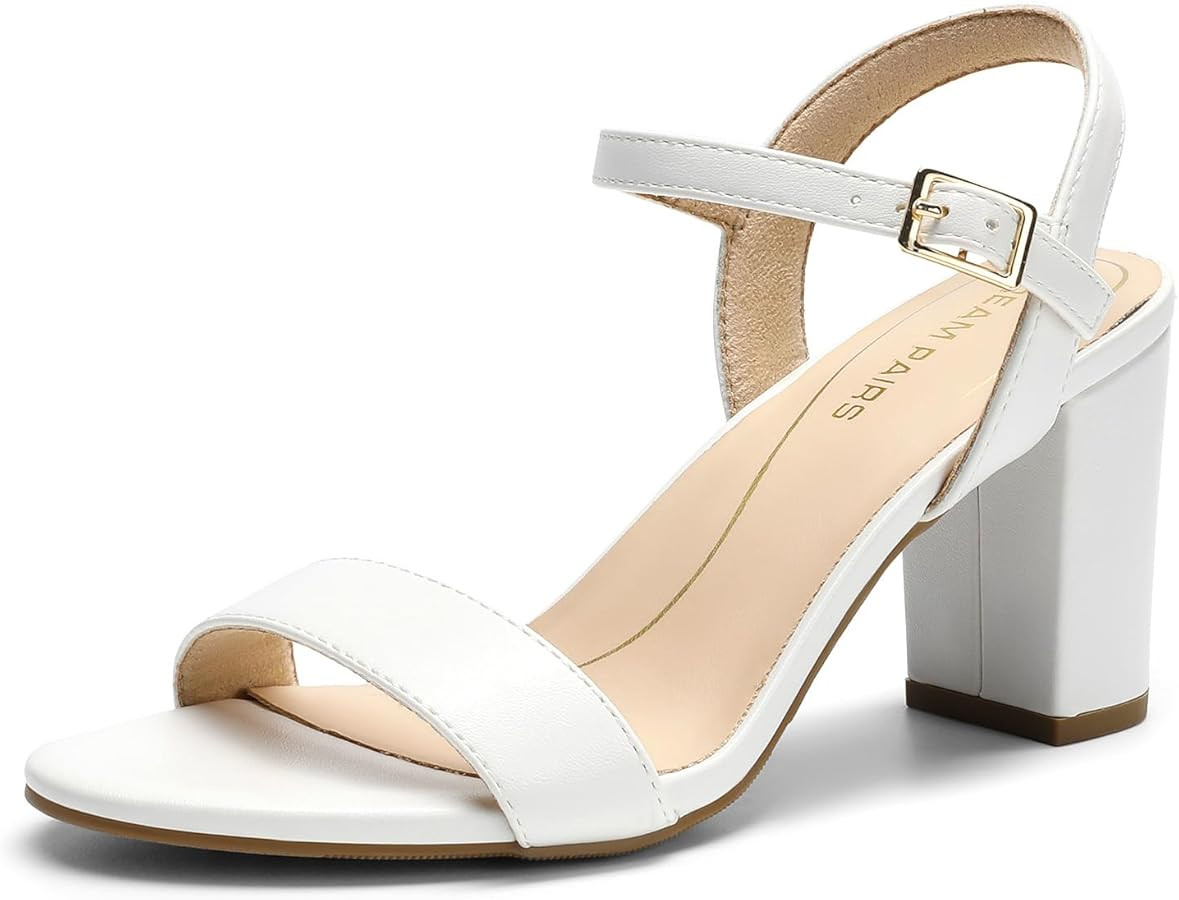 DREAM PAIRS Women's Chunky Heels Block Round Open Toe Ankle Strap Heel Fashion Wedding Party Comf... | Amazon (CA)