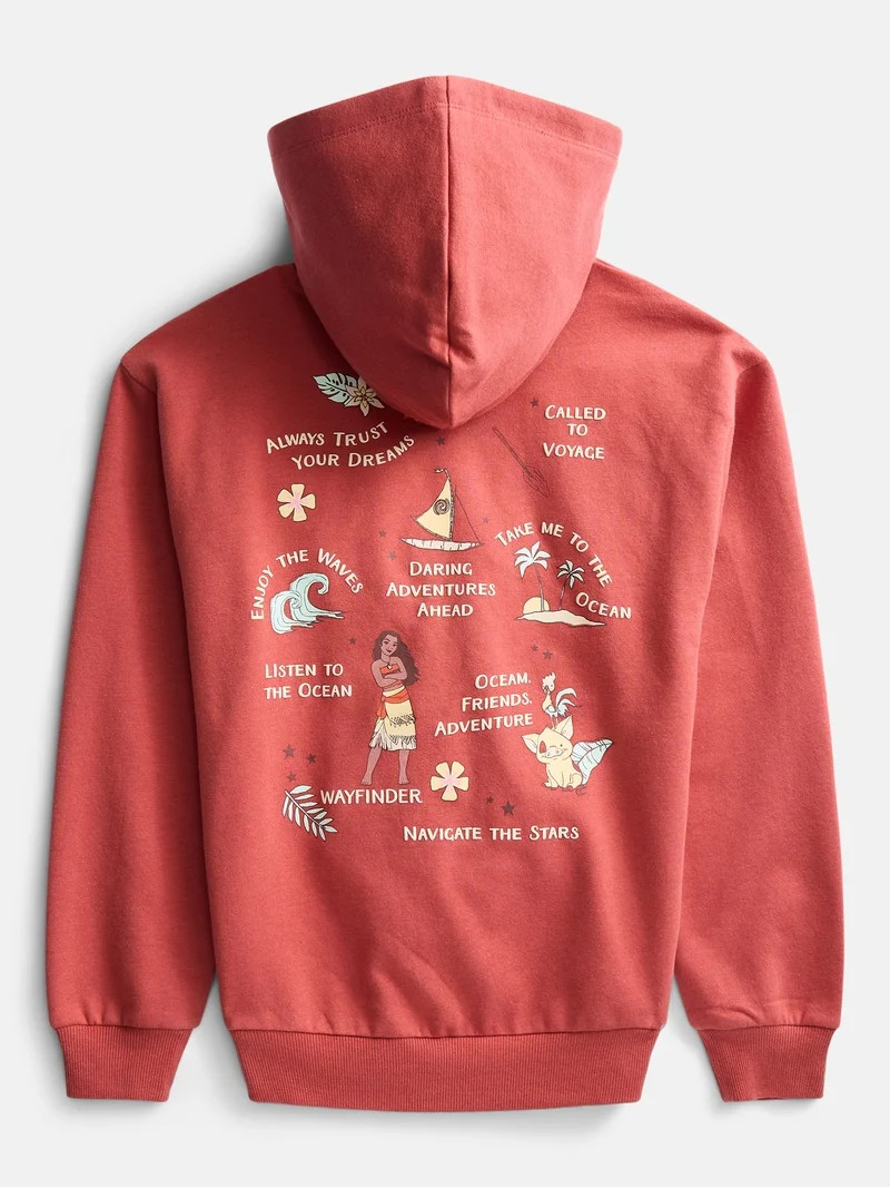 Disney Moana Girls Discover Oceania Graphic Fleece Hoodie, Sizes 4-16 | Walmart (US)