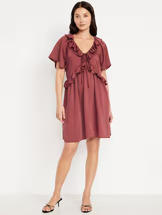 Satin Ruffle Mini Dress | Old Navy (US)