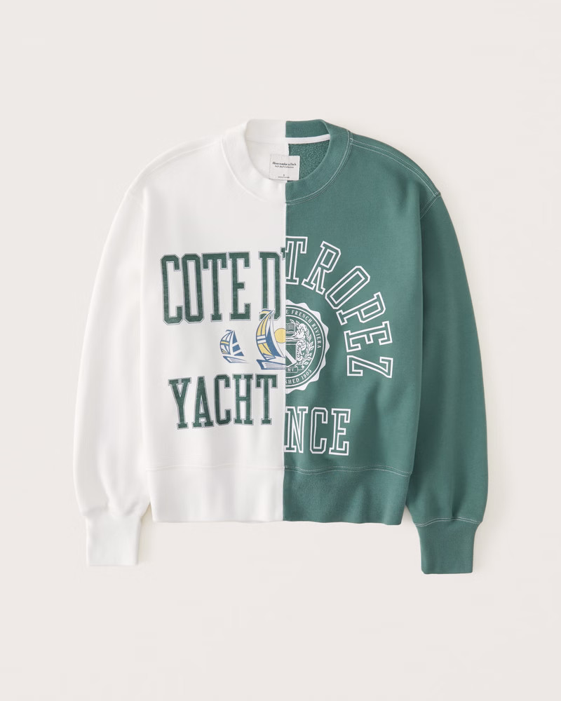 Oversized Boyfriend Spliced Graphic Sweatshirt | Abercrombie & Fitch (US)