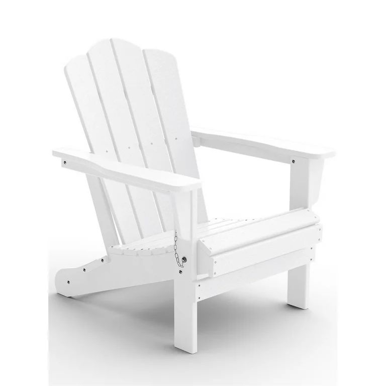 VOUA Folding Adirondack Chair Resin Outdoor Patio Furniture, White | Walmart (US)