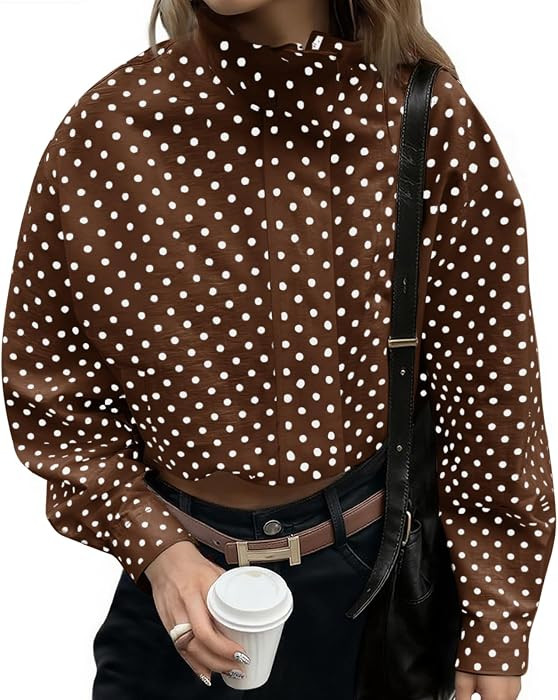 Tankaneo Womens Polka Dot Zip Up Cropped Jackets | Amazon (US)