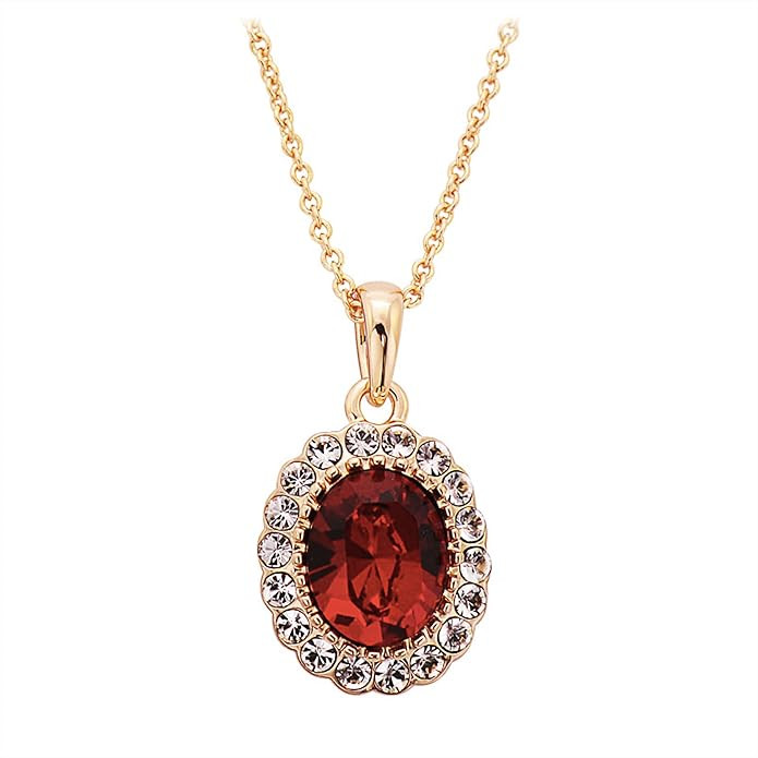 Oval Shaped Swarovski Elements Crystal Pendant Necklace Fashion Jewelry for Women | Amazon (US)
