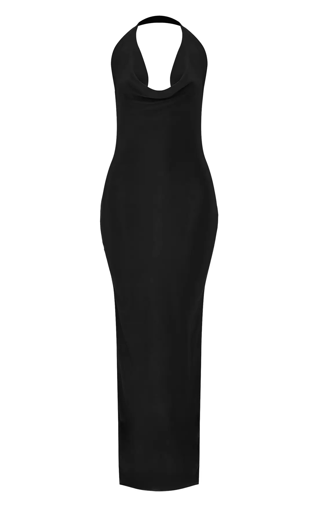 Black Soft Touch Cowl Neck Twist Back Detail Maxi Dress | PrettyLittleThing US