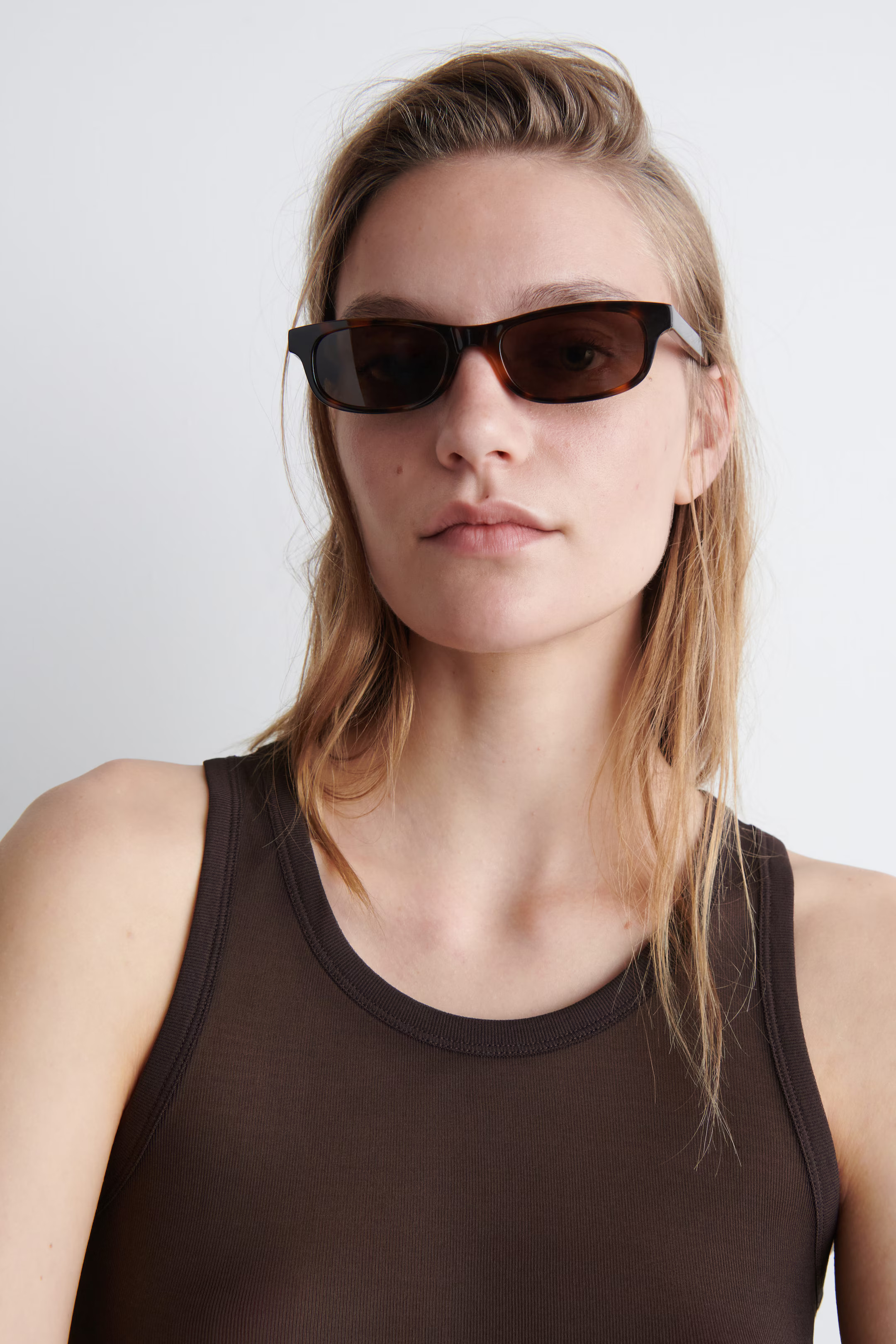 RIBBED SILK TANK TOP - DARK BROWN | COS | COS UK