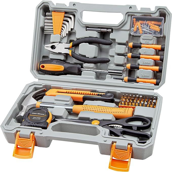 CARTMAN Tool Set General Household Hand Tool Kit with Plastic Toolbox Storage Case Orange Plus | Amazon (US)