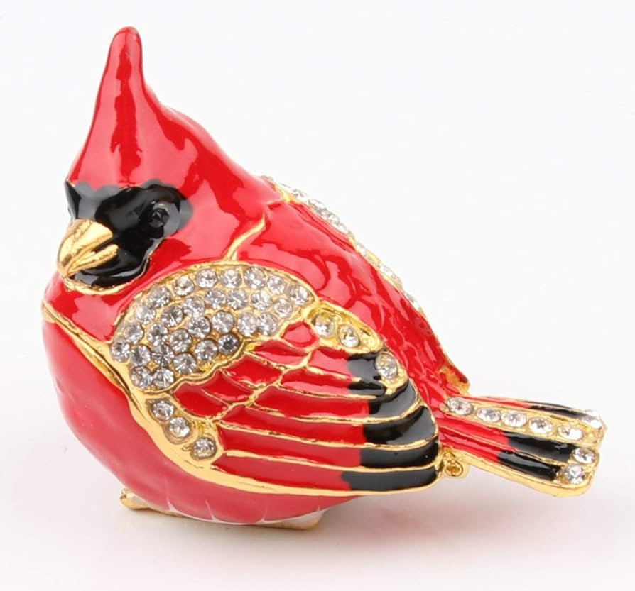 SEVENBEES Cardinal Bird Trinket Box Metal Enameled Animal Figurines Collectable Wedding Jewelry R... | Amazon (US)