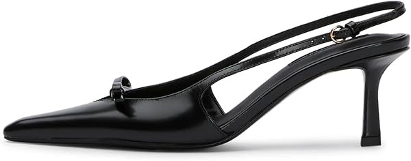 Mattiventon Kitten Heels with Bow Closed Toe Slingback Heels | Amazon (US)