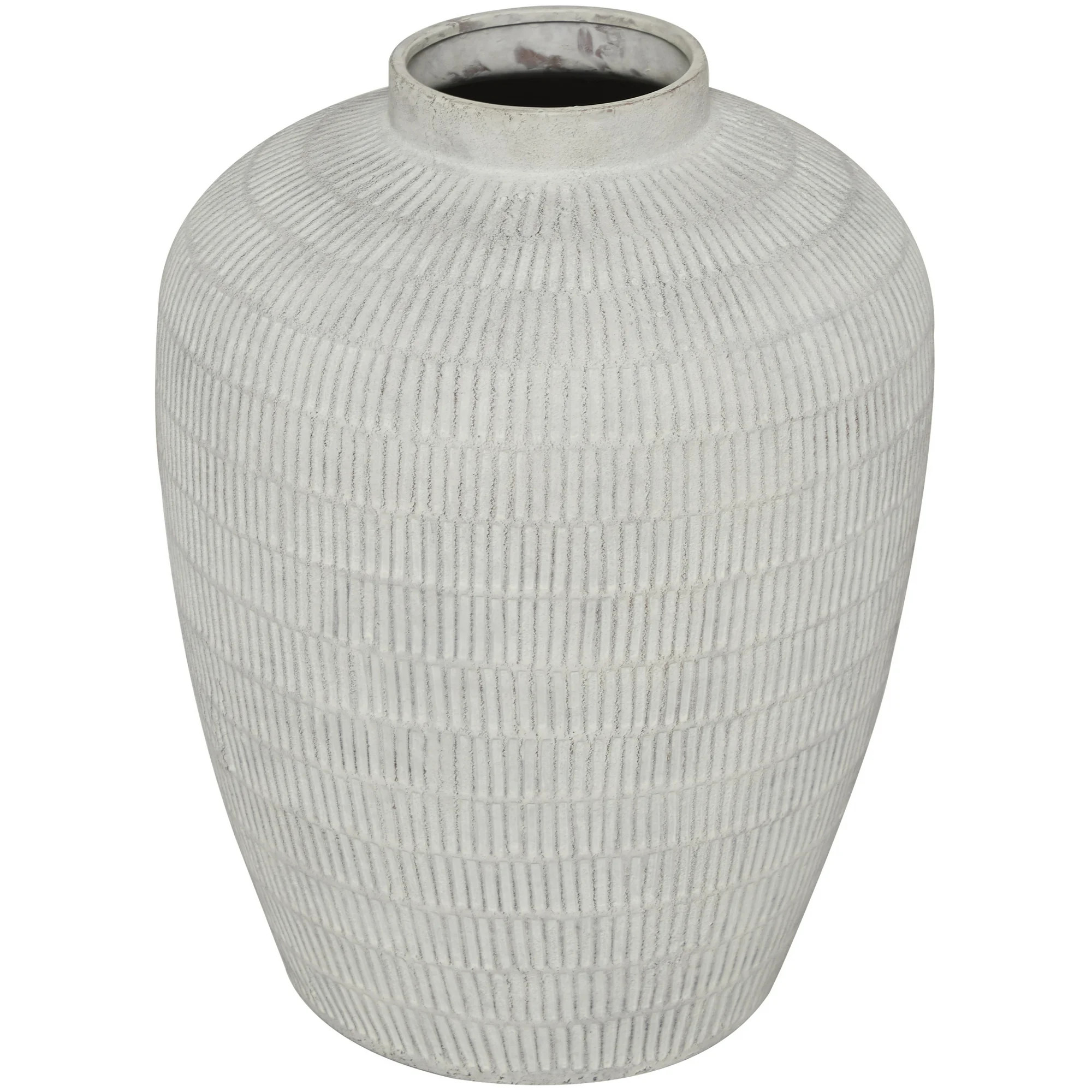 DecMode 19" Textured Cream Ceramic Vase with Linear Pattern | Walmart (US)