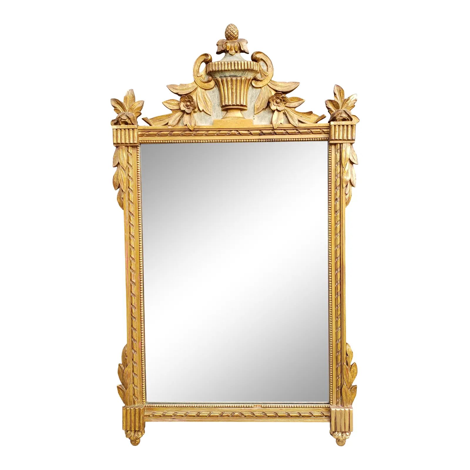 Antique French Giltwood Painted Mirror | Chairish
