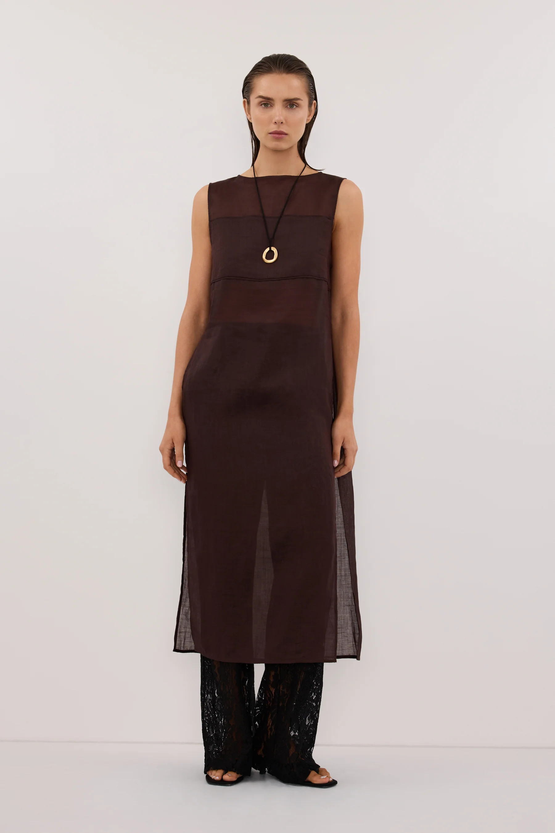 KAI BURNT CHOC RAMIE TUNIC TOP | DISSH