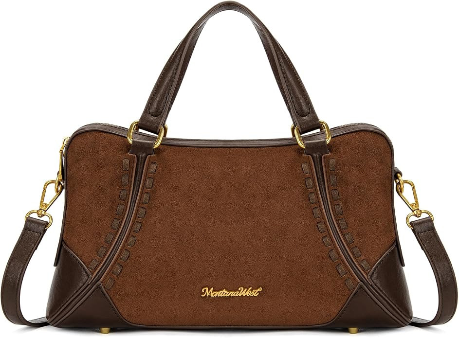 Montana West Faux Suede Satchel Crossbody Bag for Women, Western Style Top Handle Handbag with Ad... | Amazon (US)