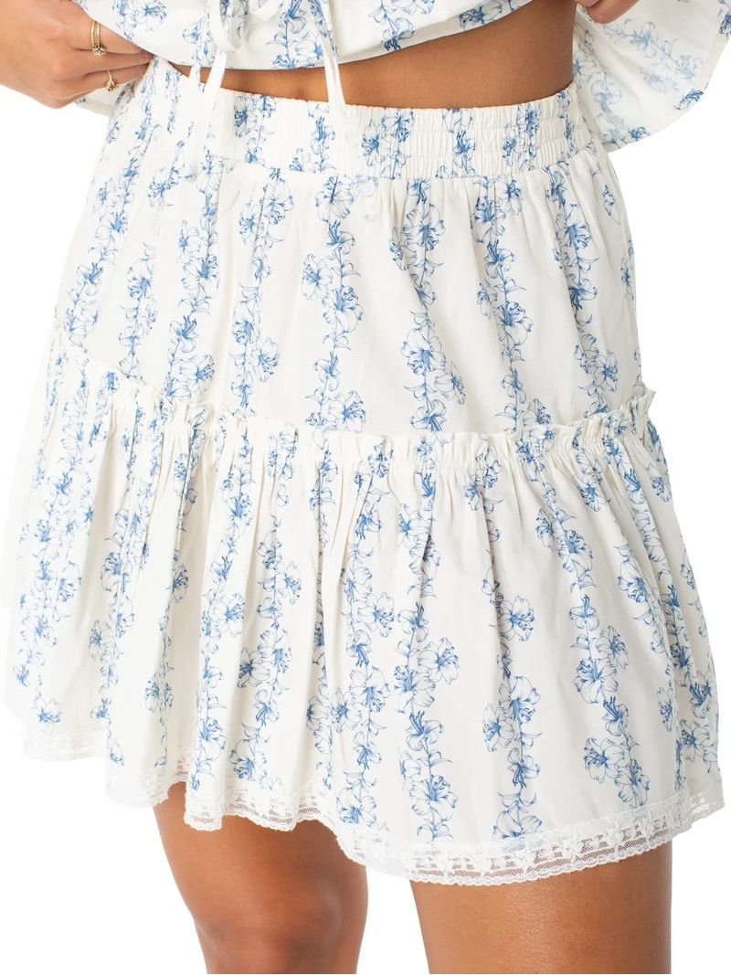 Celebrity Pink Women's Lace Trim Mini Skirt, Sizes XS-XXXL | Walmart (US)
