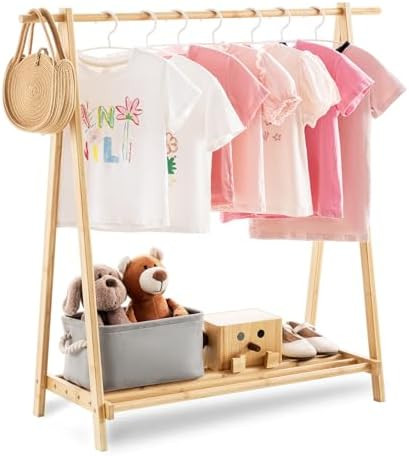 Kids Clothing Rack with Storage Shelf, Kids Dress Up Rack, Dance Costume Garment Rack for Hanging... | Amazon (US)