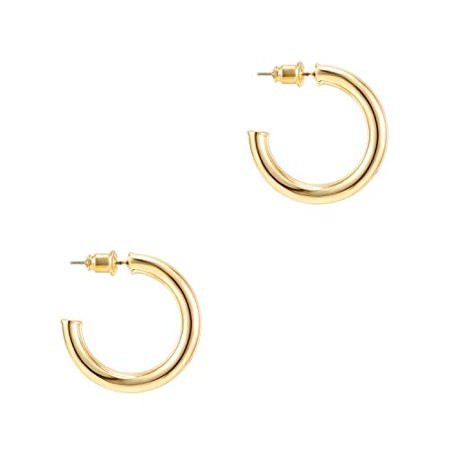 PAVOI 14K Yellow Gold Hoop Earrings For Women | 3.5mm Thick 30mm Infinity Gold Hoops Women Earrings  | Walmart (US)