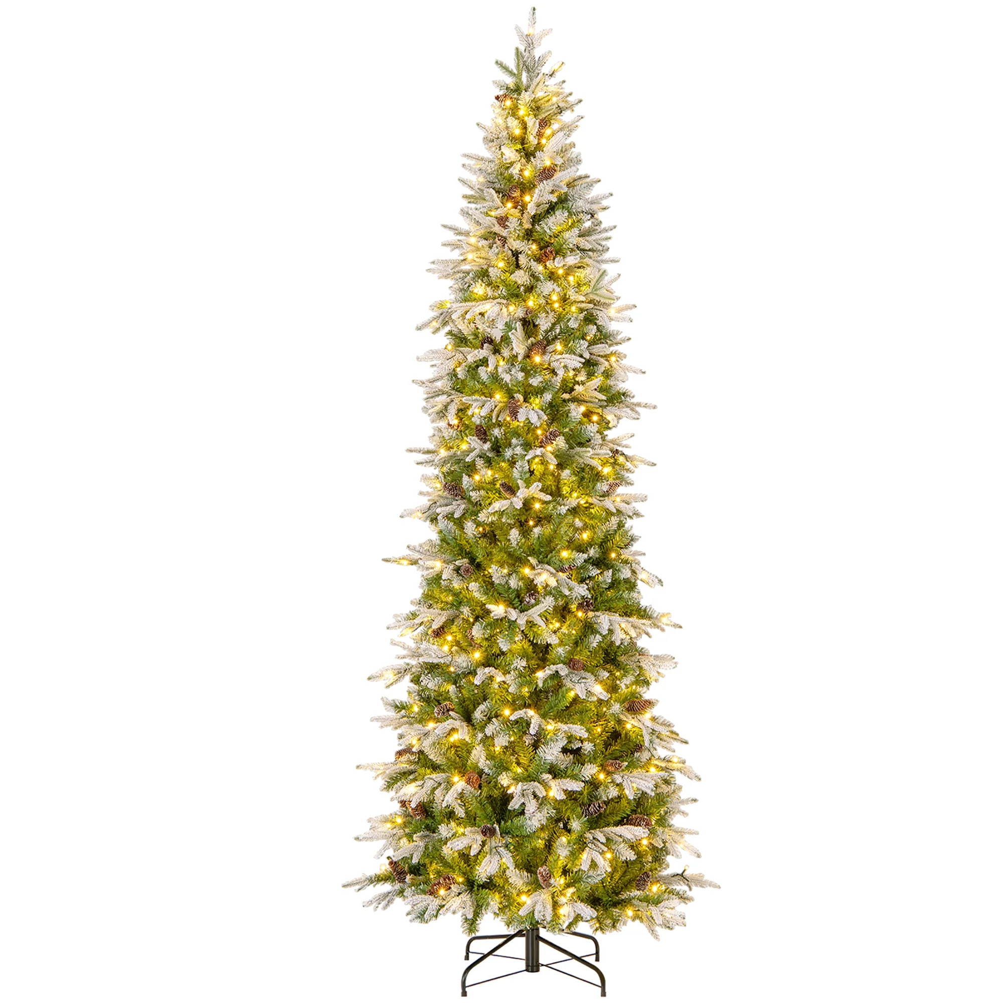 Gymax 9 FT Pre-Lit Artificial Christmas Tree Snow Flocked Hinged Xmas Tree | Walmart (CA)