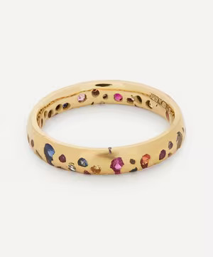 18ct Gold Rainbow Sapphire Confetti Ring | Liberty London (UK)