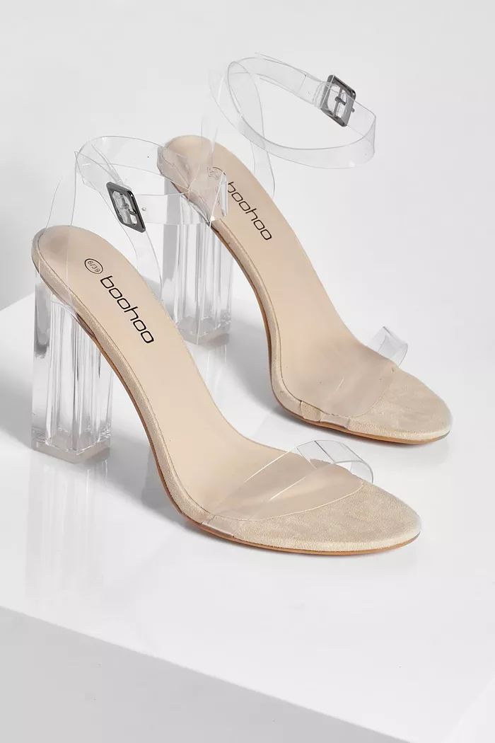 Wide Width Clear Barely There Heels | Boohoo.com (US & CA)