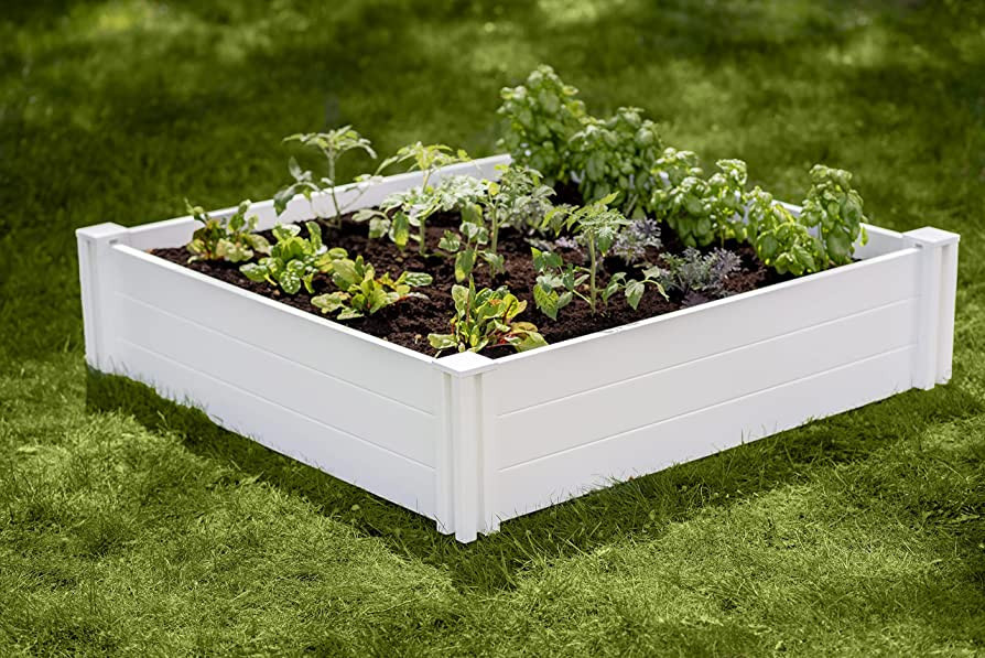 Vita Classic 4'X4'x11 Vinyl Raised, White VT17108 x 4ft Modular Garden Bed, 11" H | Amazon (US)