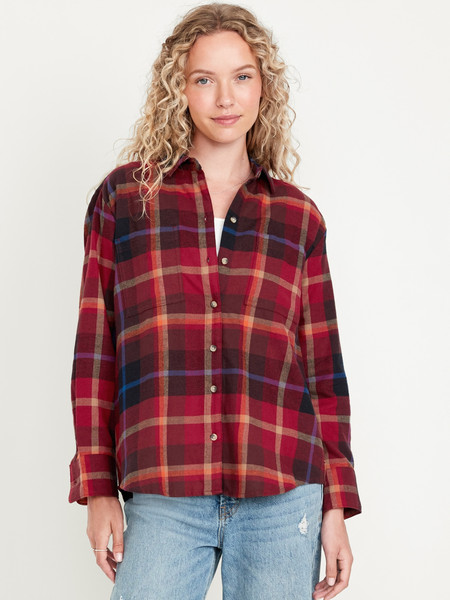 Flannel Boyfriend Button-Down Shirt | Old Navy (US)
