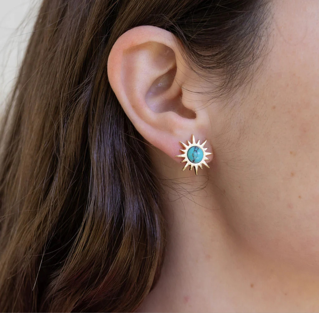 Sunburst Turquoise and Gold studs | Erin McDermott Jewelry