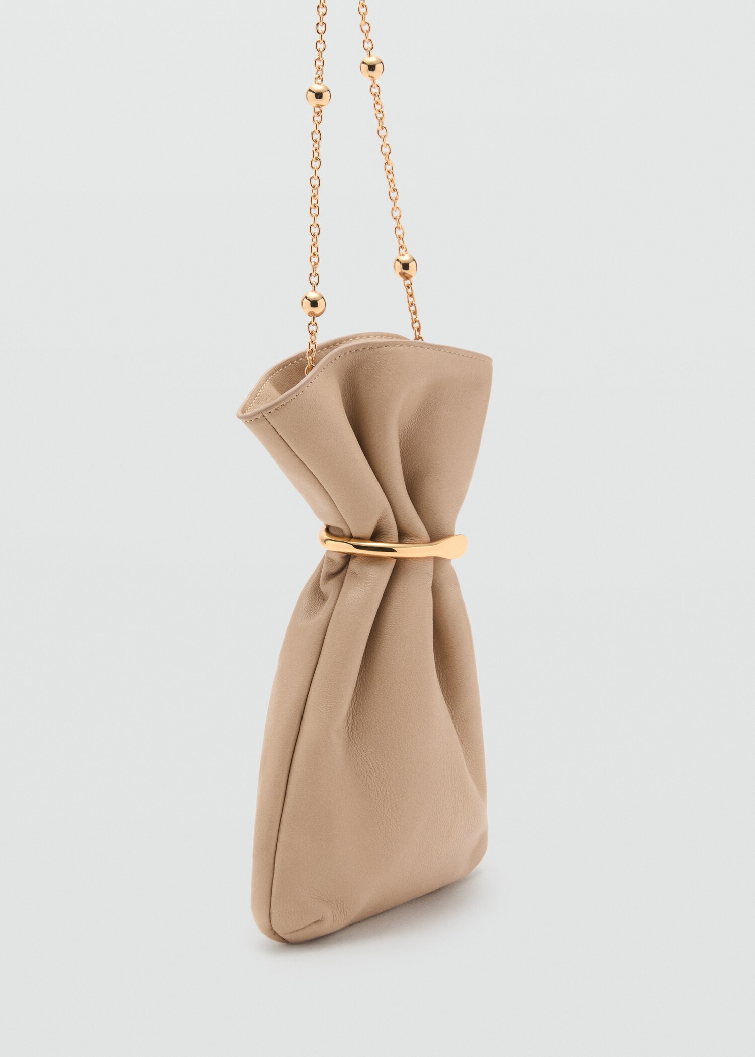 Leather sack-style bag with metallic detail - Women | MANGO United Kingdom | MANGO (UK)