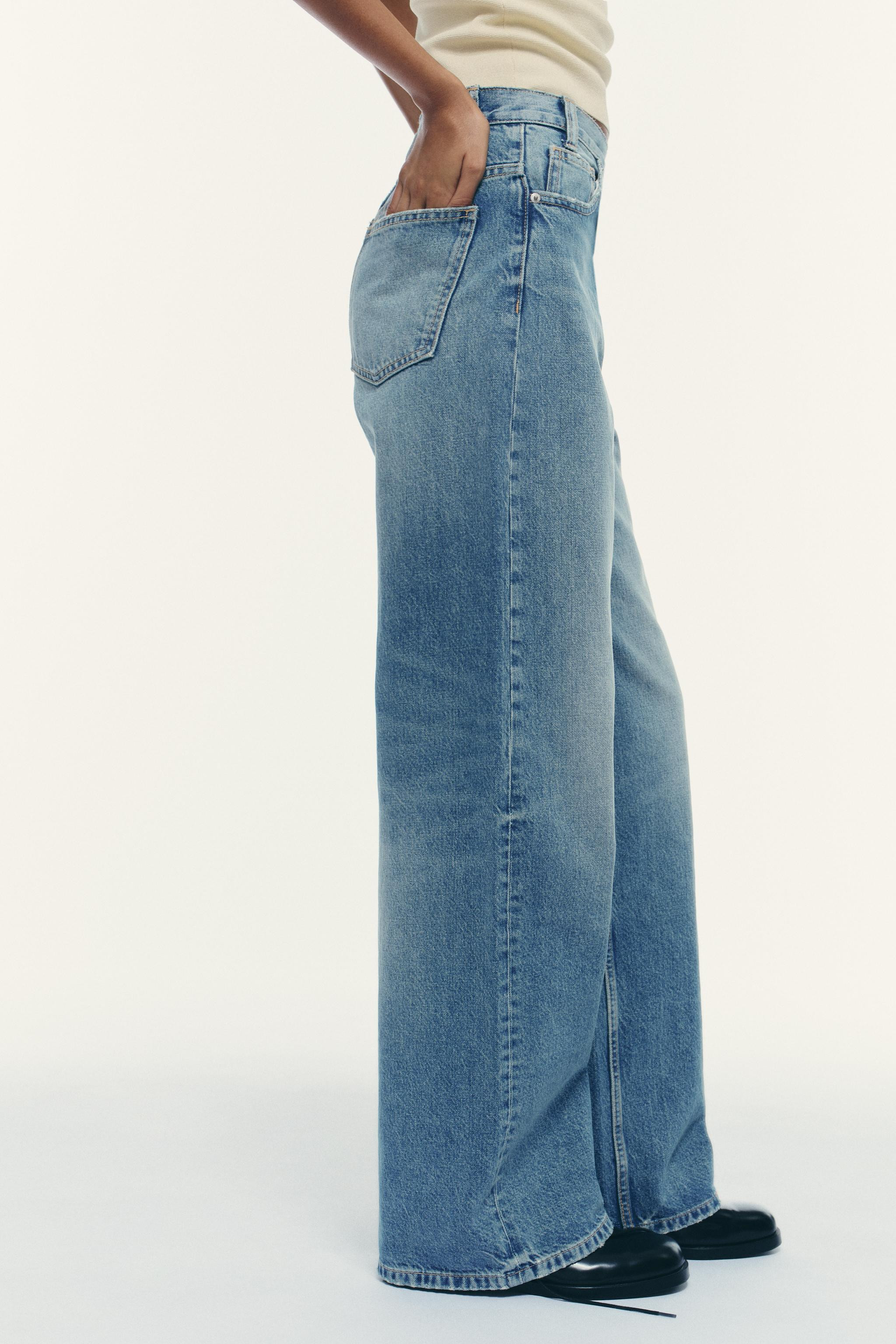 TRF HIGH WAIST CROSSOVER WAIST WIDE LEG JEANS | Zara US