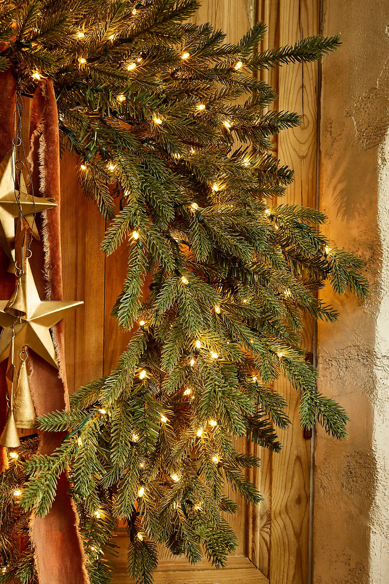 Faux Pre-Lit Outdoor Norway Spruce Wreath | Anthropologie (US)