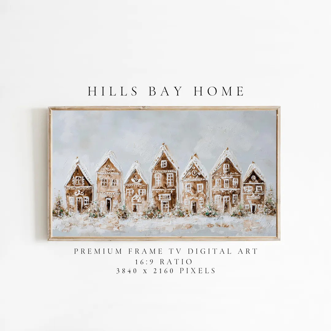 Gingerbread House Village Christmas Frame Tv Art, Digital Download Art Frame Tv, Christmas Cookie... | Etsy (US)