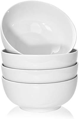 TGLBT 40 Ounce Porcelain Soup Bowls - 4 Packs, Stackable Round, White | Amazon (US)