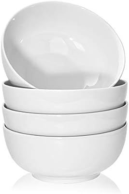 TGLBT 40 Ounce Porcelain Soup Bowls - 4 Packs, Stackable Round, White | Amazon (US)
