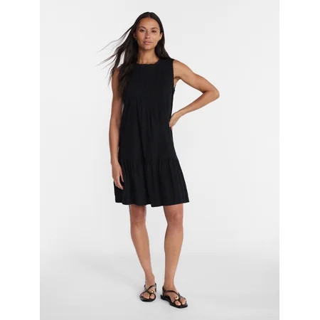 Time and Tru Women's Linen Blend Shift Dress, Sizes XS-XXXL | Walmart (US)
