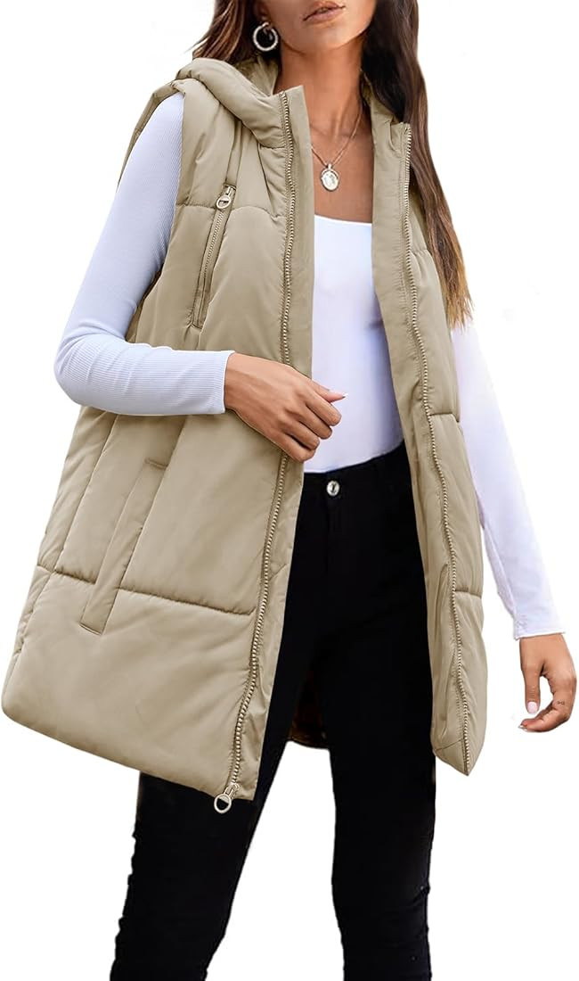 Tankaneo Womens Winter Puffer Vest Sleeveless Hooded Padded Gilet Coat Quilted Jackets with Pocke... | Amazon (US)