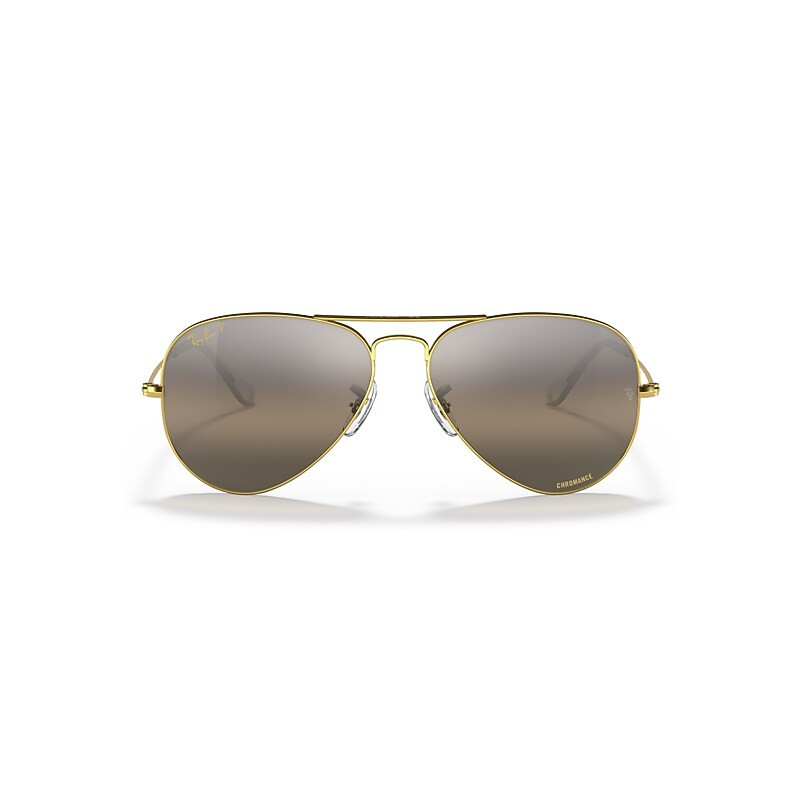 Ray-Ban Aviator Chromance Sunglasses Gold Frame Silver Lenses Polarized 62-14 | Ray-Ban (US)