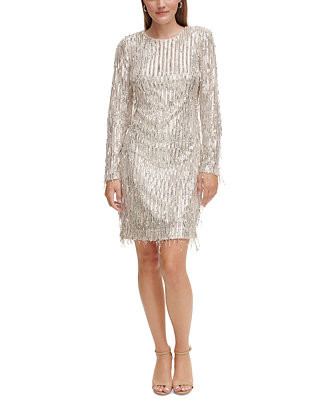 Women's Long-Sleeve Sequin Cocktail Dress | Macy's