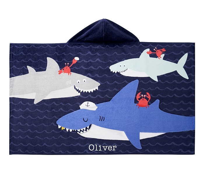 Sharks Kid Beach Hooded Towel | Pottery Barn Kids