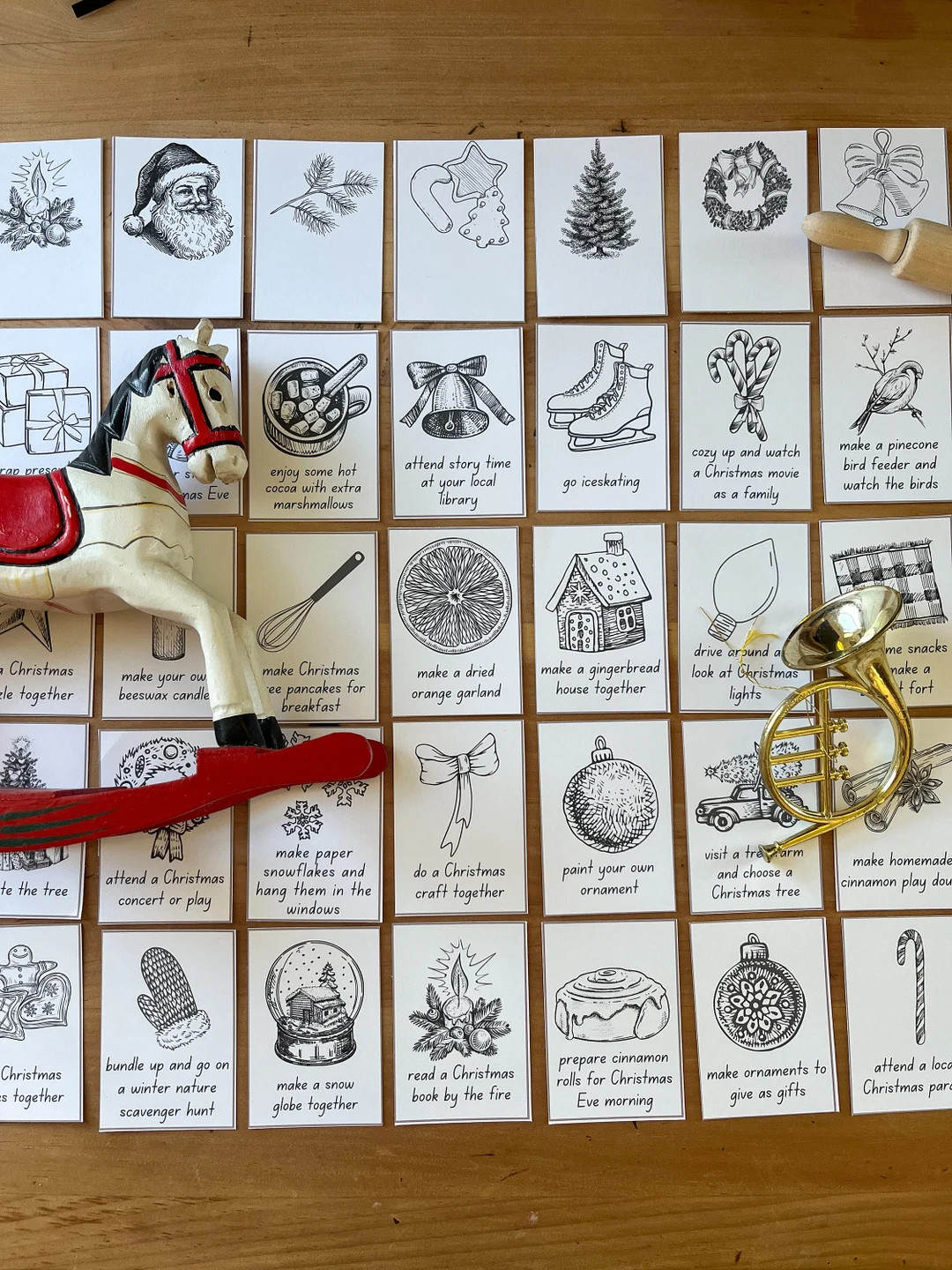Sketch Style Printable Christmas Advent Calendar Activity Cards Holiday Fun Christmas Countdown A... | Etsy (US)