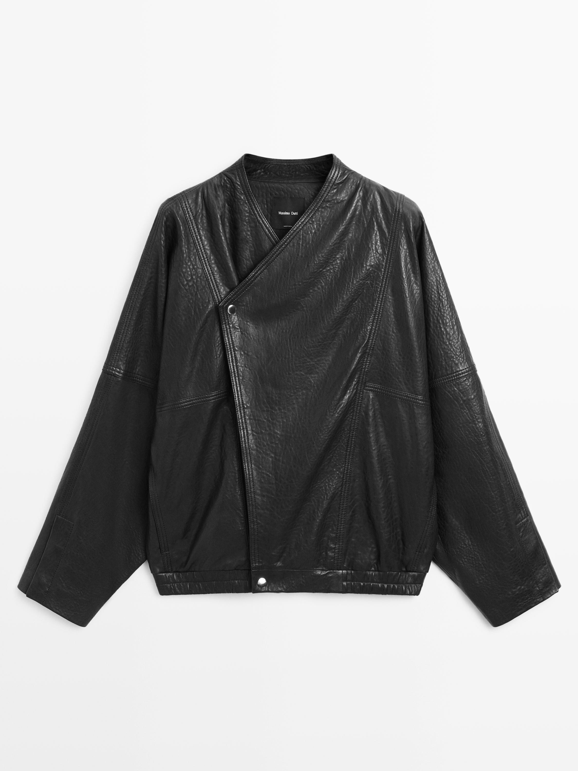 Leather bomber jacket | Massimo Dutti UK