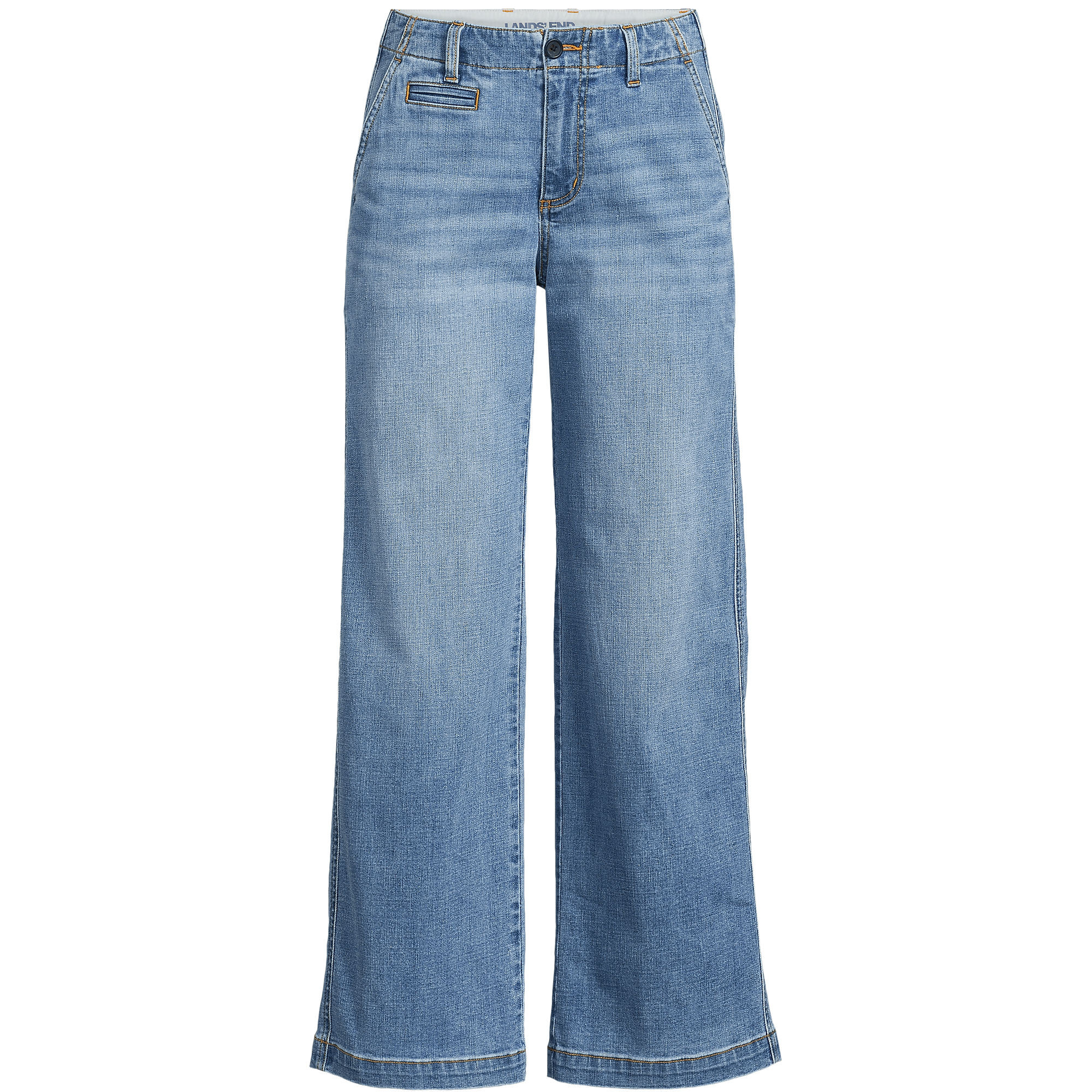 Women's Mid Rise Denim Wide Leg Ankle Jeans | Lands' End (US)