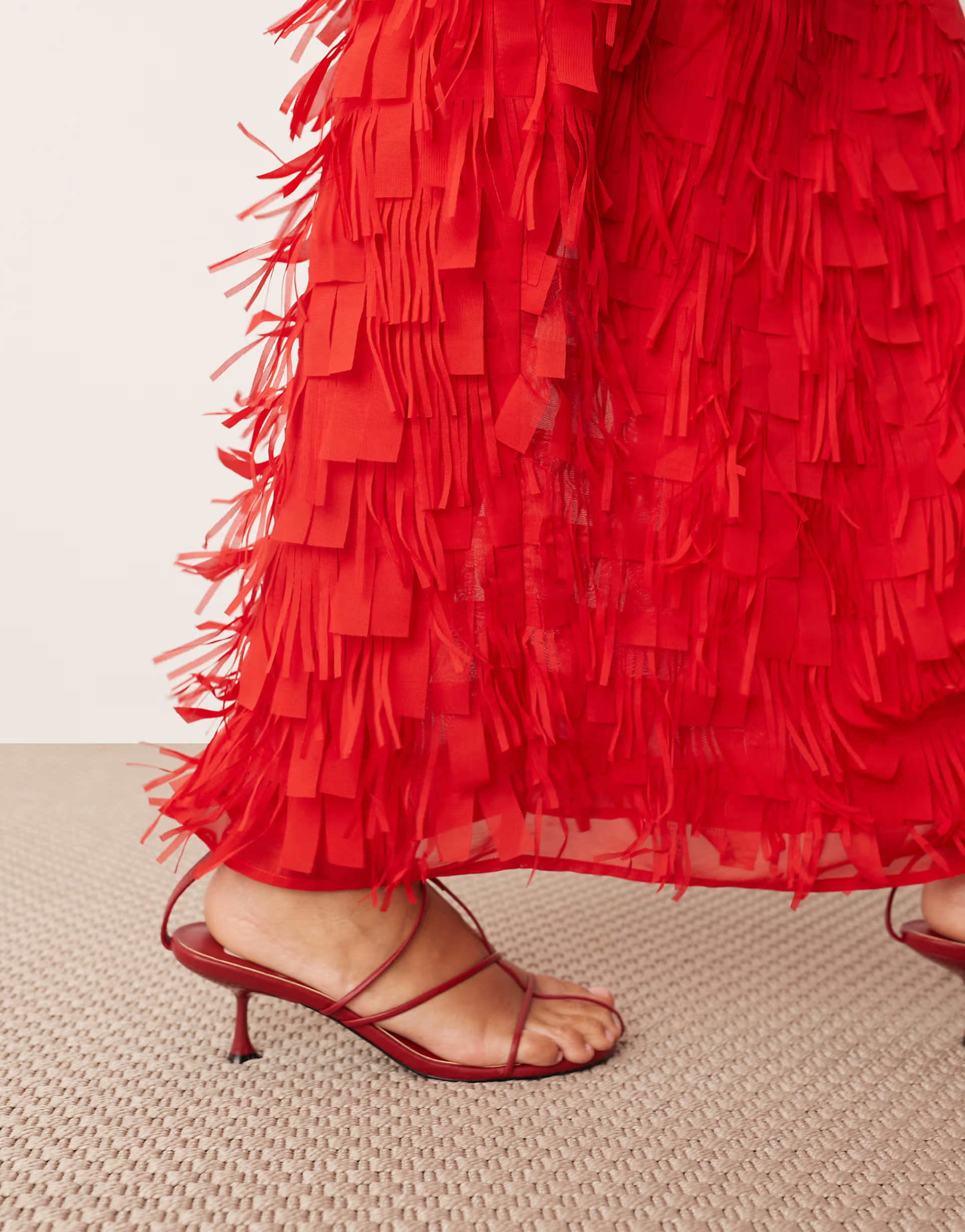 ARRANGE sculptural one shoulder texture hybrid maxi dress in red | ASOS (Global)