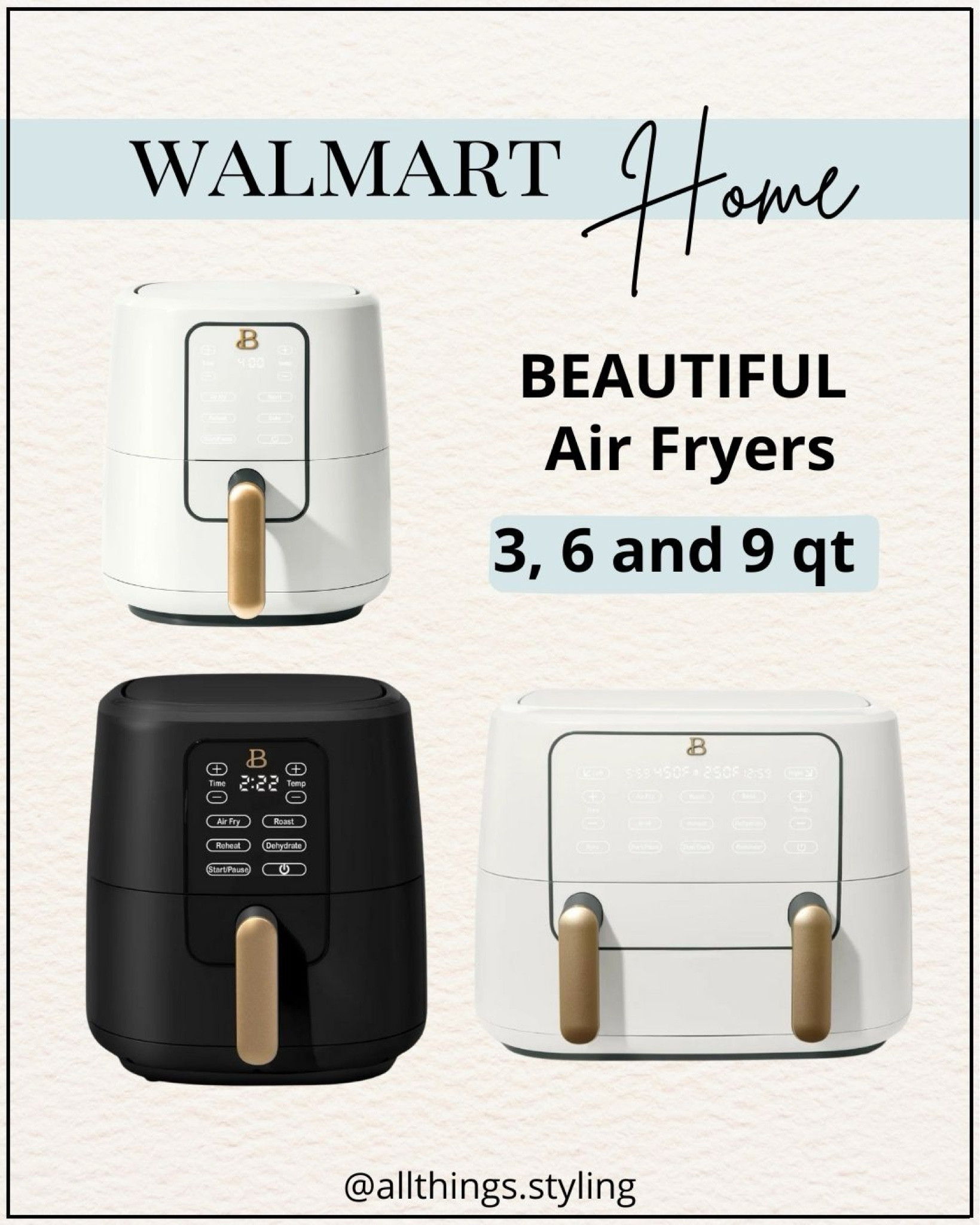 BEAUTIFUL Air Fryers now available in 3 sizes and several colors.  Perfect time to treat yourself or gift your favorite small appliance 🎁

Walmart home sale, Beautiful appliances and cookware, white air fryer, 3 qt airfryer, gifts for the home 

#LTKfindsunder100 #LTKfindsunder50 #LTKsalealert #LTKGiftGuide #LTKHoliday #LTKhome